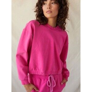AMO Hot Pink 90’s Cropped Sweatshirt XS Lounge Barbiecore
